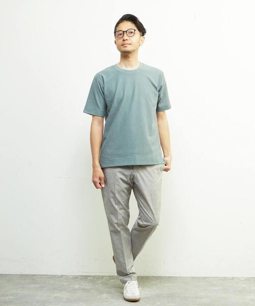 MEN'S MELROSE(メンズメルローズ)の「リンクスジャガードスタンダード半袖Tシャツ(Tシャツ/カットソー・メンズ・ホワイト/ライトグレー/ミント/ネイビー・2/4/3)」の7枚目の写真