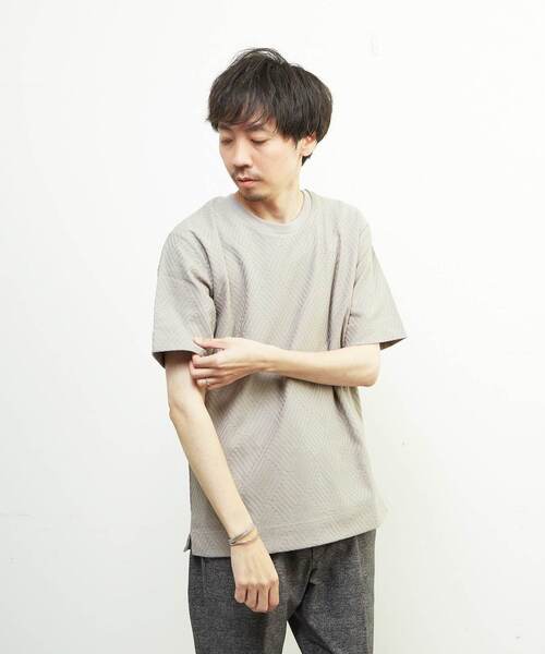 MEN'S MELROSE(メンズメルローズ)の「リンクスジャガードスタンダード半袖Tシャツ(Tシャツ/カットソー・メンズ・ホワイト/ライトグレー/ミント/ネイビー・2/4/3)」の9枚目の写真