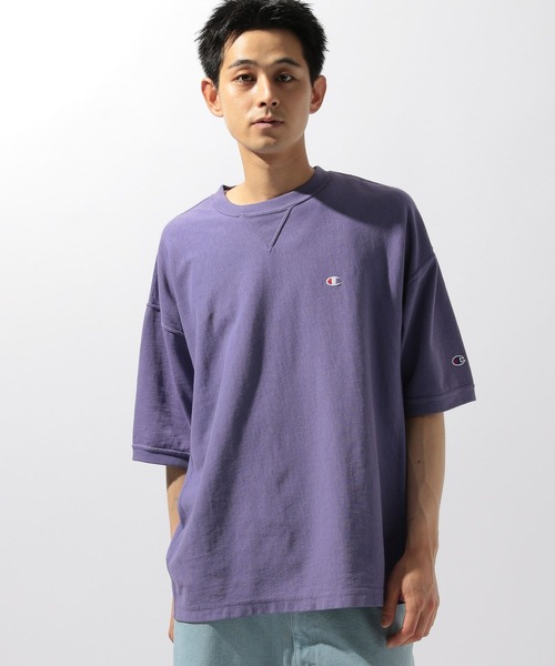 Champion（チャンピオン）の「【Champion(チャンピオン)】別注オーバーダイリバースウィーブTシャツ（Tシャツ/カットソー・メンズ・パープル/チャコール/オフホワイト・LARGE/MEDIUM）」の3枚目の写真