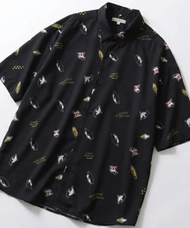 Silk Touch Animal Print Shirt/接触冷感 シルクタッチ アニマル 総柄プリント とろみシャツ 半袖シャツ
