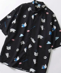 Silk Touch Animal Print Shirt/接触冷感 シルクタッチ アニマル 総柄プリント とろみシャツ 半袖シャツ