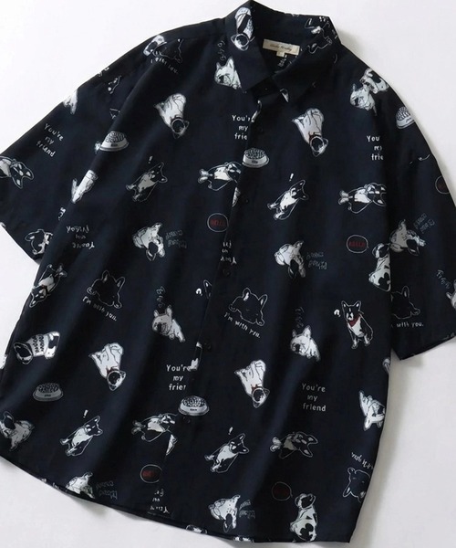 セール】Silk Touch Animal Print Shirt/接触冷感 シルクタッチ