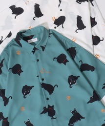 Silk Touch Animal Print Shirt/接触冷感 シルクタッチ アニマル 総柄プリント とろみシャツ 半袖シャツ