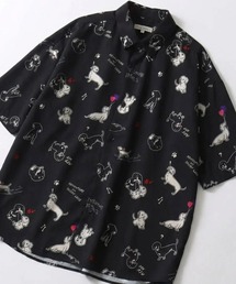 Silk Touch Animal Print Shirt/接触冷感 シルクタッチ アニマル 総柄プリント とろみシャツ 半袖シャツ