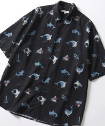 Silk Touch Animal Print Shirt/接触冷感 シルクタッチ アニマル 総柄プリント とろみシャツ 半袖シャツ