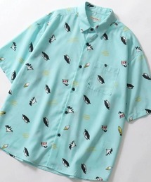 Silk Touch Animal Print Shirt/接触冷感 シルクタッチ アニマル 総柄プリント とろみシャツ 半袖シャツ