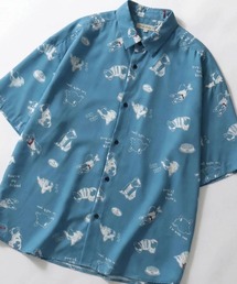 Silk Touch Animal Print Shirt/接触冷感 シルクタッチ アニマル 総柄プリント とろみシャツ 半袖シャツ