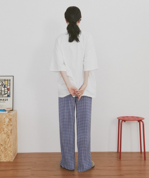 MERLOT（メルロー）の「【カットで長さ調節可能】【ウエストゴム】ギンガムチェックプリーツイージーパンツ（その他パンツ・レディース・ブラック/グリーン/ブルー/ブルー系その他/ブラウン・FREE）」の17枚目の写真