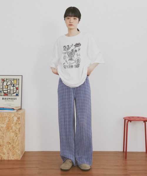 MERLOT（メルロー）の「【カットで長さ調節可能】【ウエストゴム】ギンガムチェックプリーツイージーパンツ（その他パンツ・レディース・ブラック/グリーン/ブルー/ブルー系その他/ブラウン・FREE）」の16枚目の写真