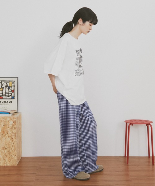 MERLOT（メルロー）の「【カットで長さ調節可能】【ウエストゴム】ギンガムチェックプリーツイージーパンツ（その他パンツ・レディース・ブラック/グリーン/ブルー/ブルー系その他/ブラウン・FREE）」の18枚目の写真