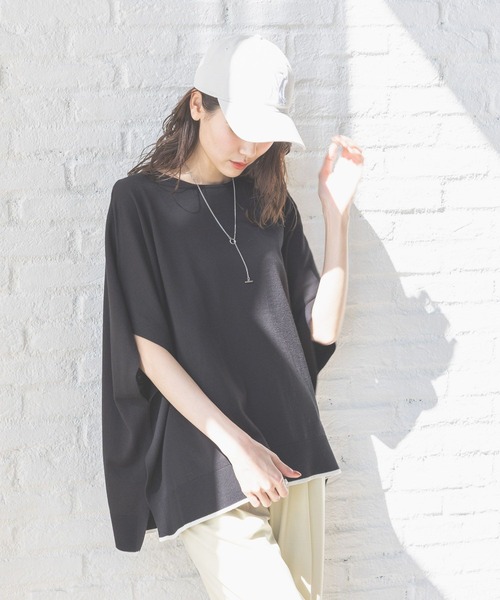 GLOBAL WORK（グローバルワーク）の「スッキレイさらさらポンチョ/288071（ニット/セーター・レディース・ブラック系9/ブルー/杢グレー/ベージュ系その他・LARGE/MEDIUM）」の15枚目の写真