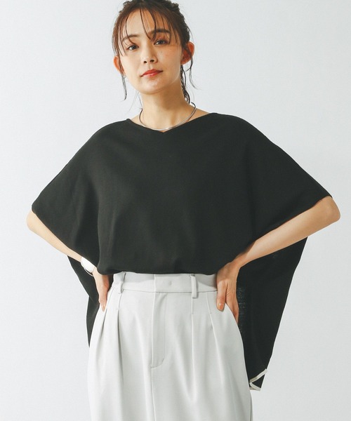 GLOBAL WORK（グローバルワーク）の「スッキレイさらさらポンチョ/288071（ニット/セーター・レディース・ブラック系9/ブルー/杢グレー/ベージュ系その他・LARGE/MEDIUM）」の19枚目の写真