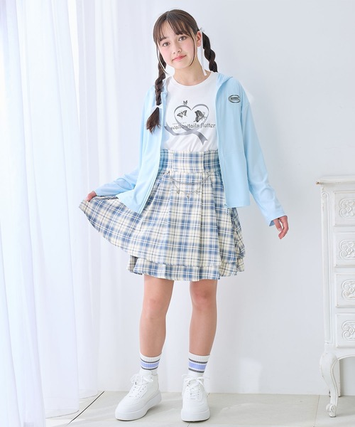 Amourire girl（アムリールガール）の「ロールアップ ジップアップパーカー（UV対策/紫外線対策）（パーカー・キッズ・オフホワイト/サックスブルー・130cm/140cm/150cm/160cm）」の21枚目の写真