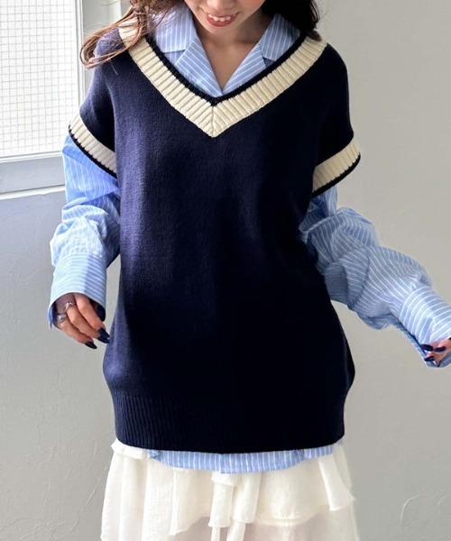 archives(アルシーヴ)の「ラインミドルベスト(ベスト・レディース・ブラック/アイボリー/ネイビー/グレー・MEDIUM)」の1枚目の写真