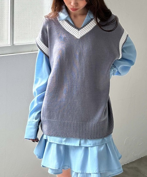 archives(アルシーヴ)の「ラインミドルベスト(ベスト・レディース・ブラック/アイボリー/ネイビー/グレー・MEDIUM)」の5枚目の写真