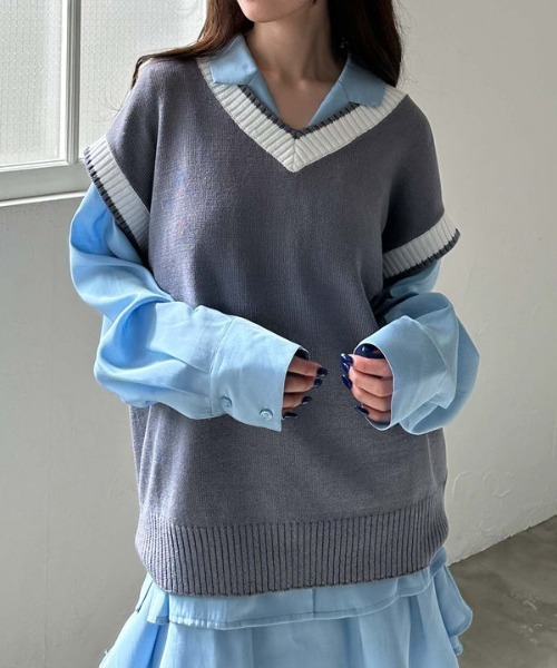 archives(アルシーヴ)の「ラインミドルベスト(ベスト・レディース・ブラック/アイボリー/ネイビー/グレー・MEDIUM)」の6枚目の写真