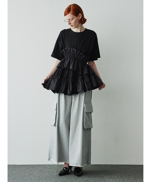 セール】Asynmentry Ruffled T-shirt（Tシャツ/カットソー
