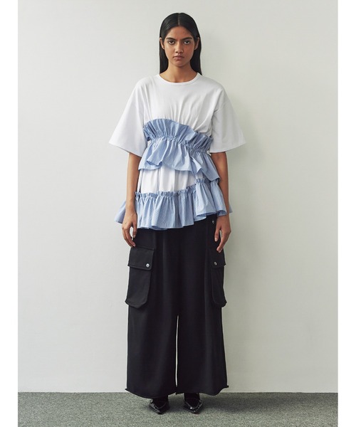 セール】Asynmentry Ruffled T-shirt（Tシャツ/カットソー