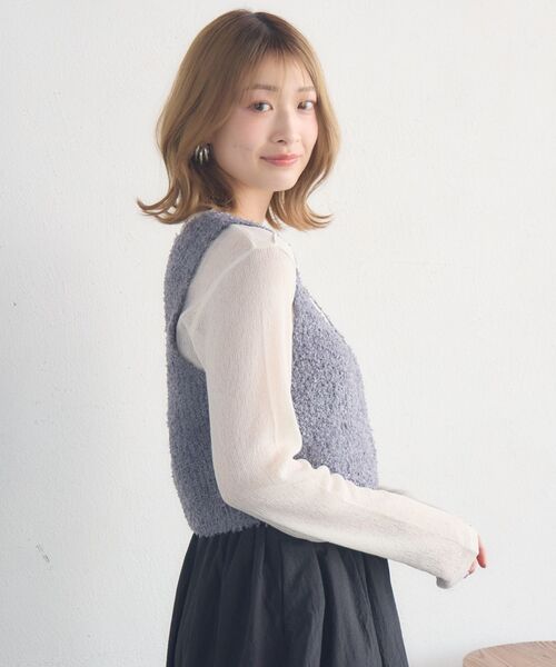 RETRO GIRL(レトロガール)の「リボンヤーンベスト(ベスト・レディース・ナチュラル/ライトグレー/ブラック・FREE)」の5枚目の写真