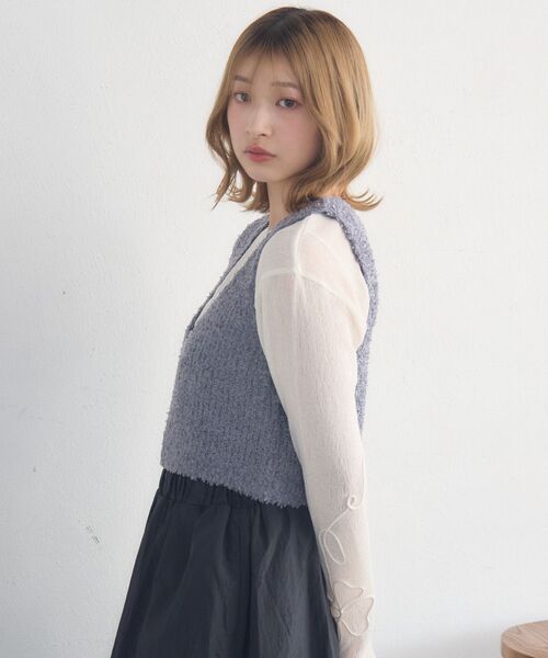 RETRO GIRL(レトロガール)の「リボンヤーンベスト(ベスト・レディース・ナチュラル/ライトグレー/ブラック・FREE)」の6枚目の写真