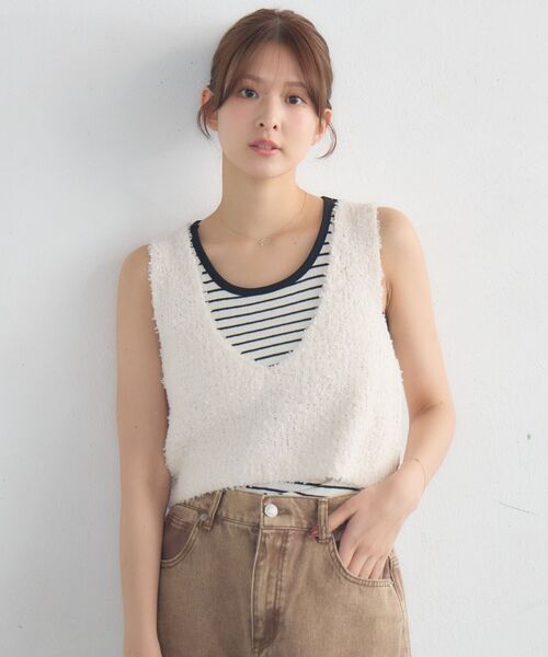 RETRO GIRL(レトロガール)の「リボンヤーンベスト(ベスト・レディース・ナチュラル/ライトグレー/ブラック・FREE)」の12枚目の写真