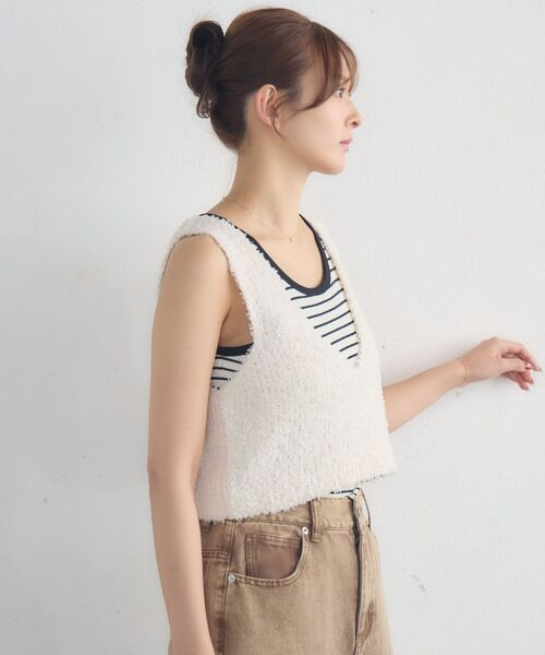 RETRO GIRL(レトロガール)の「リボンヤーンベスト(ベスト・レディース・ナチュラル/ライトグレー/ブラック・FREE)」の13枚目の写真
