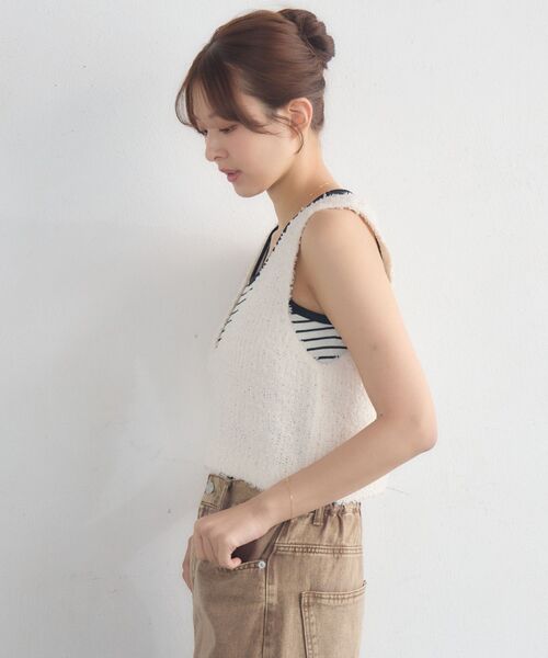 RETRO GIRL(レトロガール)の「リボンヤーンベスト(ベスト・レディース・ナチュラル/ライトグレー/ブラック・FREE)」の14枚目の写真