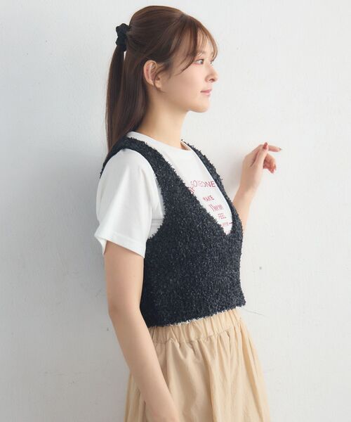 RETRO GIRL(レトロガール)の「リボンヤーンベスト(ベスト・レディース・ナチュラル/ライトグレー/ブラック・FREE)」の21枚目の写真