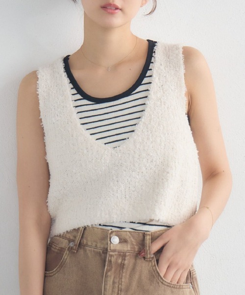 RETRO GIRL(レトロガール)の「リボンヤーンベスト(ベスト・レディース・ナチュラル/ライトグレー/ブラック・FREE)」の3枚目の写真