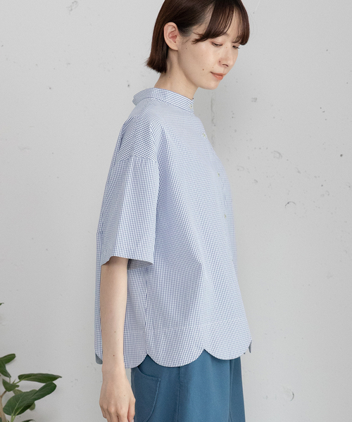 POU DOU DOU（プードゥドゥ）の「2way裾スカラップブラウス（シャツ/ブラウス・レディース・オフホワイト/ブルー/ブラック/スミクロ/ネイビー/ブルー系その他2/ライトブルー/ブラック系その他/ホワイト・M/3）」の12枚目の写真