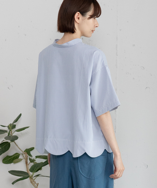 POU DOU DOU（プードゥドゥ）の「2way裾スカラップブラウス（シャツ/ブラウス・レディース・オフホワイト/ブルー/ブラック/スミクロ/ネイビー/ブルー系その他2/ライトブルー/ブラック系その他/ホワイト・M/3）」の13枚目の写真