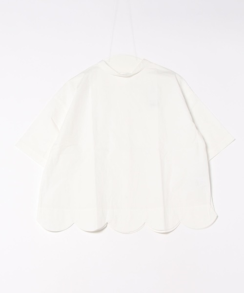 POU DOU DOU（プードゥドゥ）の「2way裾スカラップブラウス（シャツ/ブラウス・レディース・オフホワイト/ブルー/ブラック/スミクロ/ネイビー/ブルー系その他2/ライトブルー/ブラック系その他/ホワイト・M/3）」の10枚目の写真