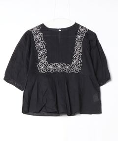セール】リネンクロスステッチ刺繍チュニック（シャツ/ブラウス