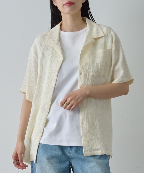 COLONY 2139（コロニートゥーワンスリーナイン）の「楊柳ジャガード半袖シャツ（シャツ/ブラウス・メンズ・ホワイト/ブラック・MEDIUM/LARGE）」の2枚目の写真