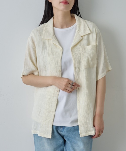 COLONY 2139（コロニートゥーワンスリーナイン）の「楊柳ジャガード半袖シャツ（シャツ/ブラウス・メンズ・ホワイト/ブラック・MEDIUM/LARGE）」の7枚目の写真