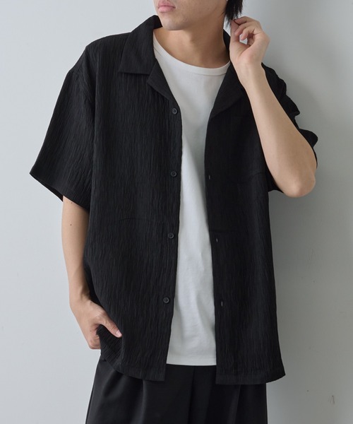 COLONY 2139（コロニートゥーワンスリーナイン）の「楊柳ジャガード半袖シャツ（シャツ/ブラウス・メンズ・ホワイト/ブラック・MEDIUM/LARGE）」の3枚目の写真