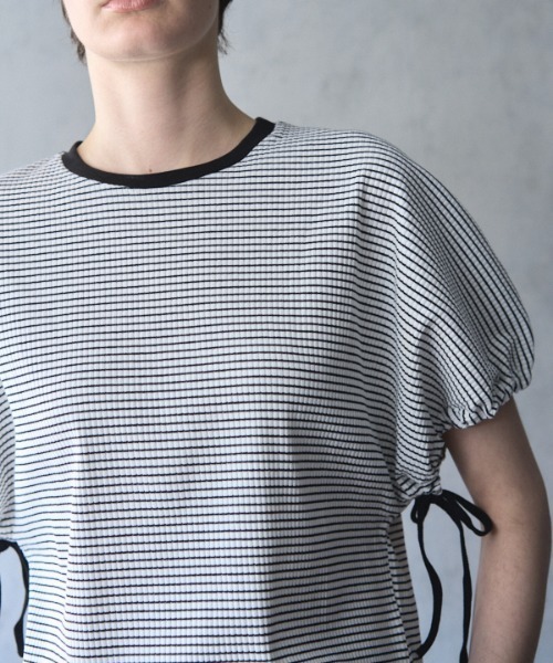 Muel Chic(ミュエルシック)の「Lay border CS レイボーダーカットソー(Tシャツ/カットソー・レディース・ブラック/ホワイト/ライトグリーン/モカ・FREE)」の10枚目の写真