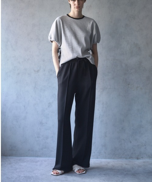 Muel Chic(ミュエルシック)の「Lay border CS レイボーダーカットソー(Tシャツ/カットソー・レディース・ブラック/ホワイト/ライトグリーン/モカ・FREE)」の8枚目の写真