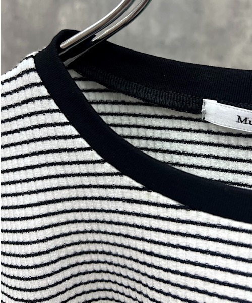 Muel Chic(ミュエルシック)の「Lay border CS レイボーダーカットソー(Tシャツ/カットソー・レディース・ブラック/ホワイト/ライトグリーン/モカ・FREE)」の14枚目の写真