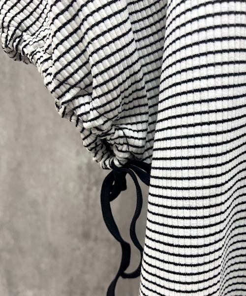 Muel Chic(ミュエルシック)の「Lay border CS レイボーダーカットソー(Tシャツ/カットソー・レディース・ブラック/ホワイト/ライトグリーン/モカ・FREE)」の15枚目の写真