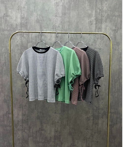 Muel Chic(ミュエルシック)の「Lay border CS レイボーダーカットソー(Tシャツ/カットソー・レディース・ブラック/ホワイト/ライトグリーン/モカ・FREE)」の5枚目の写真