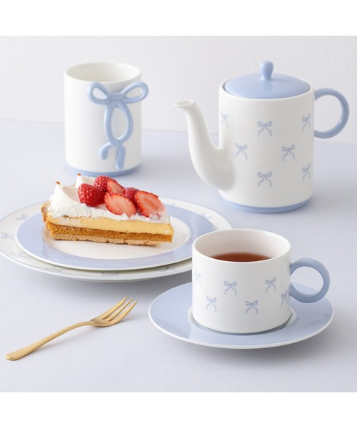 Francfranc アンベリール リボン Lホワイト Mブラック セット リボン マグ ブルー（食器）｜Francfranc（フランフラン）の