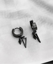 ブラック ボール型 ピアス 片耳用 ピアス（片耳用）（ブラック/黒色系・サークルモチーフ