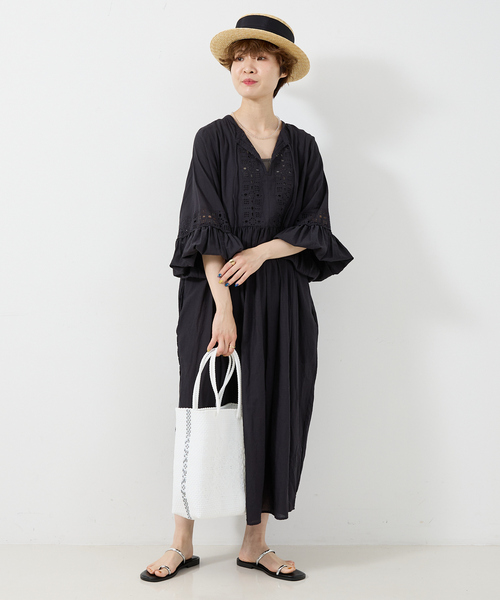 Moon Bird（ムーンバード）の「【MOON BIRD/ムーンバード】【別注】サイドラインメルカドバック（かごバッグ・レディース・ブラック/ネイビー/ホワイト・フリー）」の12枚目の写真