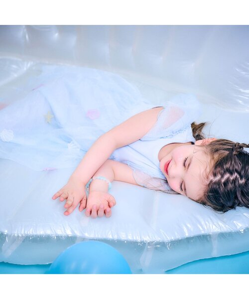 apres les cours（アプレレクール）の「【ジュニア対応】シェルモチーフチュールワンピース（ワンピース・キッズ・アイボリー/サックスブルー・80/90/100/110/120/130/140）」の7枚目の写真