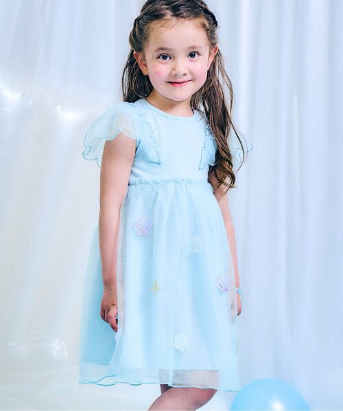apres les cours（アプレレクール）の「【ジュニア対応】シェルモチーフチュールワンピース（ワンピース・キッズ・アイボリー/サックスブルー・80/90/100/110/120/130/140）」の11枚目の写真