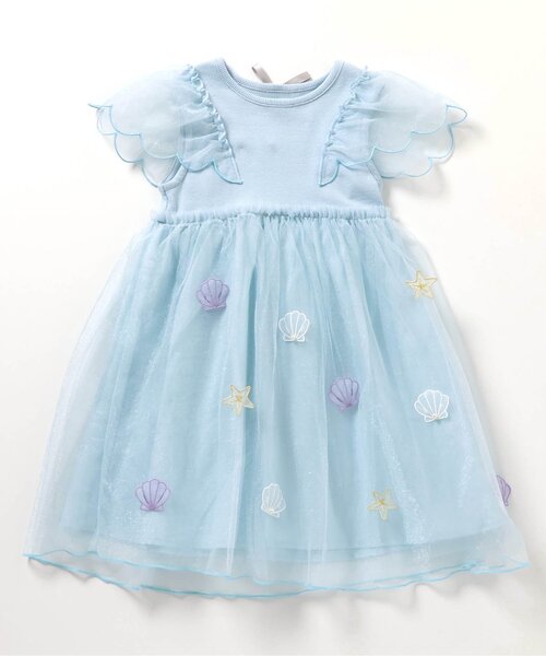apres les cours（アプレレクール）の「【ジュニア対応】シェルモチーフチュールワンピース（ワンピース・キッズ・アイボリー/サックスブルー・80/90/100/110/120/130/140）」の12枚目の写真