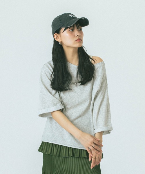 ROSE BUD（ローズバッド）の「【WEB・一部店舗限定】COLOR NEP OFF-SHOULDER TOP（Tシャツ/カットソー・レディース・ホワイト/グレー/ネイビー・ONE SIZE）」の7枚目の写真