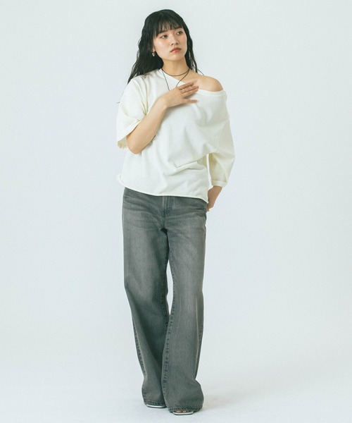 ROSE BUD（ローズバッド）の「【WEB・一部店舗限定】COLOR NEP OFF-SHOULDER TOP（Tシャツ/カットソー・レディース・ホワイト/グレー/ネイビー・ONE SIZE）」の14枚目の写真