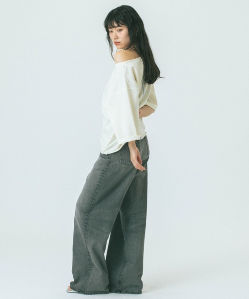 ROSE BUD（ローズバッド）の「【WEB・一部店舗限定】COLOR NEP OFF-SHOULDER TOP（Tシャツ/カットソー・レディース・ホワイト/グレー/ネイビー・ONE SIZE）」の15枚目の写真